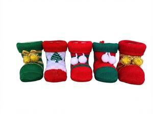 Set of 5 Vintage Miniature Knitted Christmas Boots, Festive Holiday Ornaments